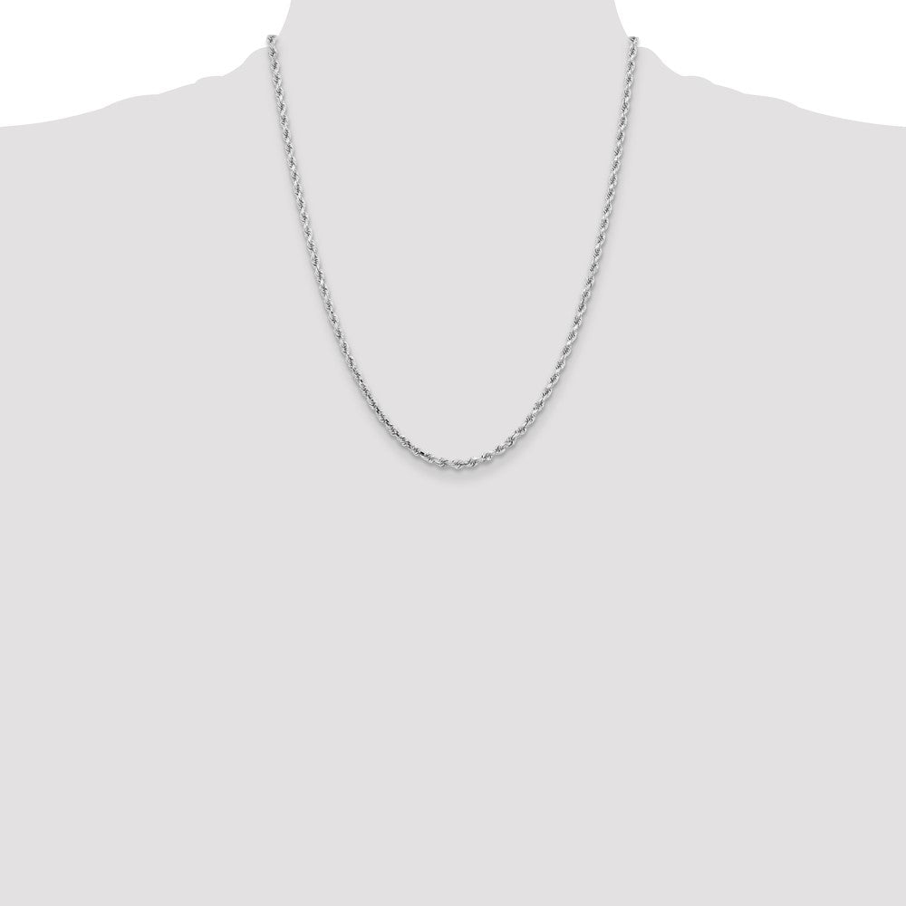 10k White Gold 3.25 mm Diamond-cut Rope Chain (12.99 grams)