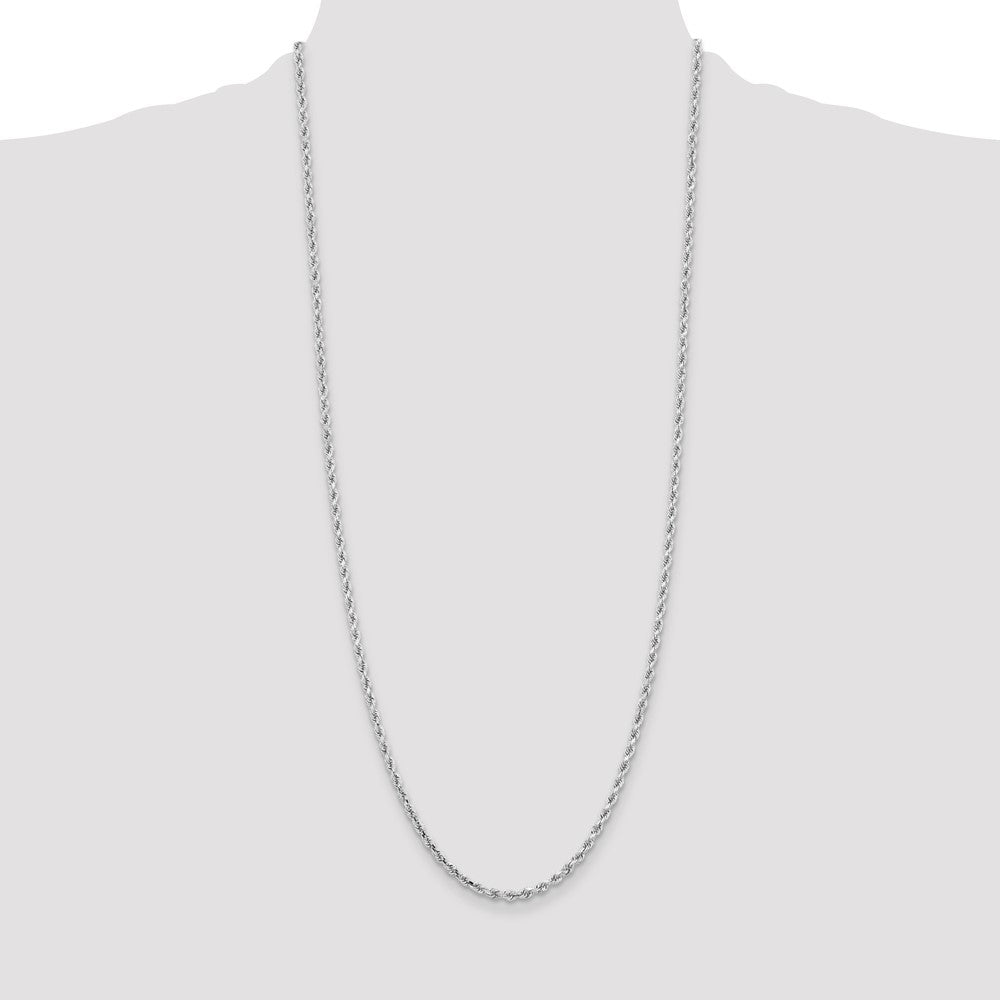 10k White Gold 3.25 mm Diamond-cut Rope Chain (12.99 grams)