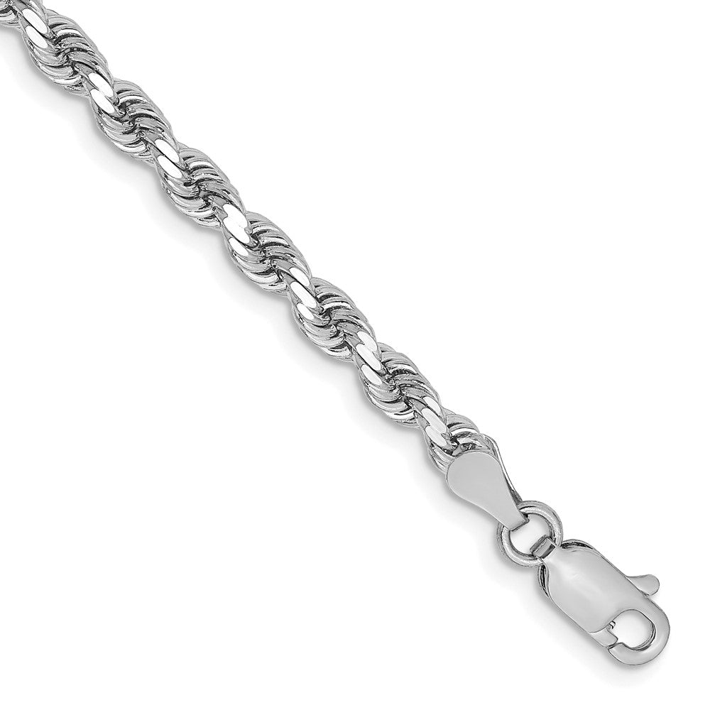10k White Gold 3.25 mm Diamond-cut Rope Bracelet
