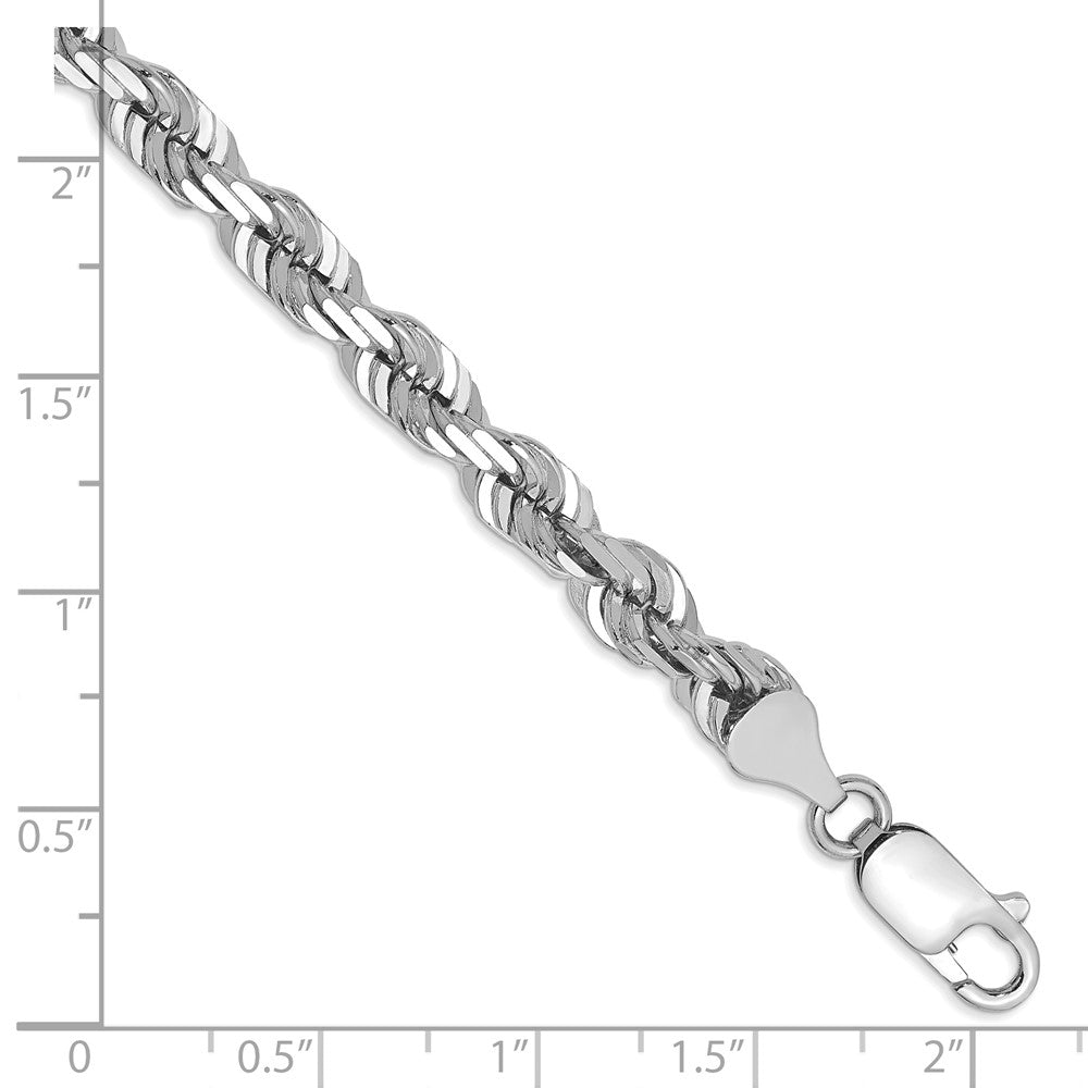 14k White Gold 5.5mm D/C Rope with Lobster Clasp Chain Bracelet (18.74 grams)