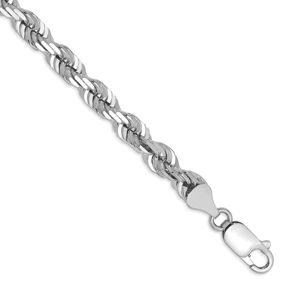 14k White Gold 5.5mm D/C Rope with Lobster Clasp Chain Bracelet (18.74 grams)