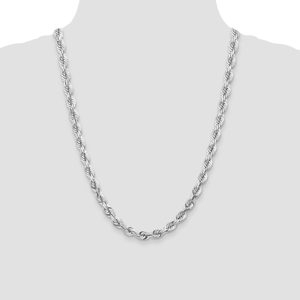 14k WG 7mm  D/C Rope with Fancy Lobster Clasp Chain (84.86 grams)