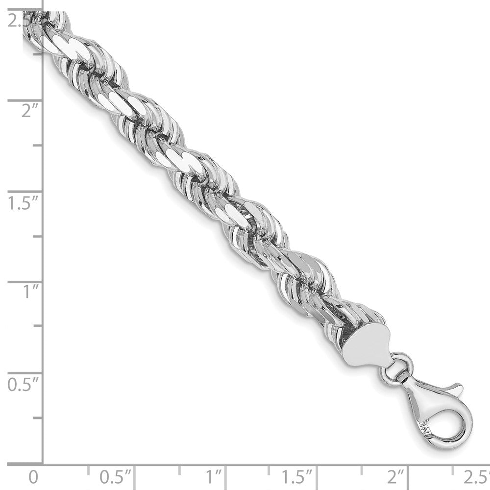 14k WG 7mm  D/C Rope with Fancy Lobster Clasp Chain Bracelet (36.55 grams)