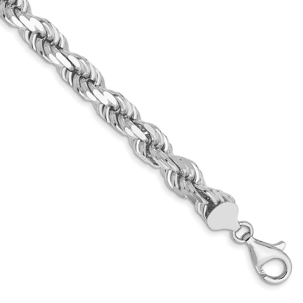 14k WG 7mm  D/C Rope with Fancy Lobster Clasp Chain Bracelet (36.55 grams)