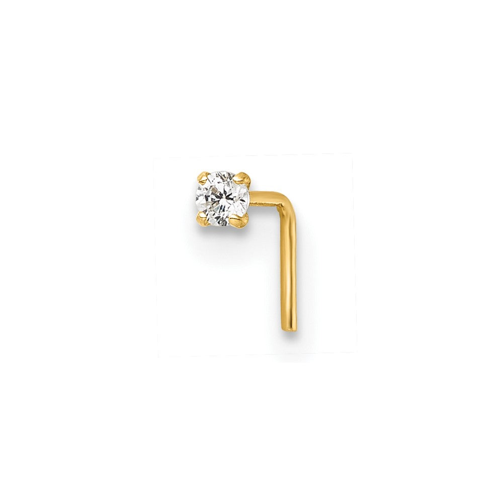 10k Polished 23 Gauge 2.0mm CZ Nose Stud (0.15 grams)