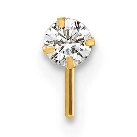 10k Polished 23 Gauge 3.0mm CZ Nose Stud (0.16 grams)