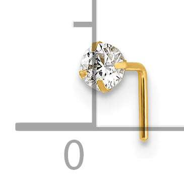 10k Polished 23 Gauge 3.0mm CZ Nose Stud (0.16 grams)