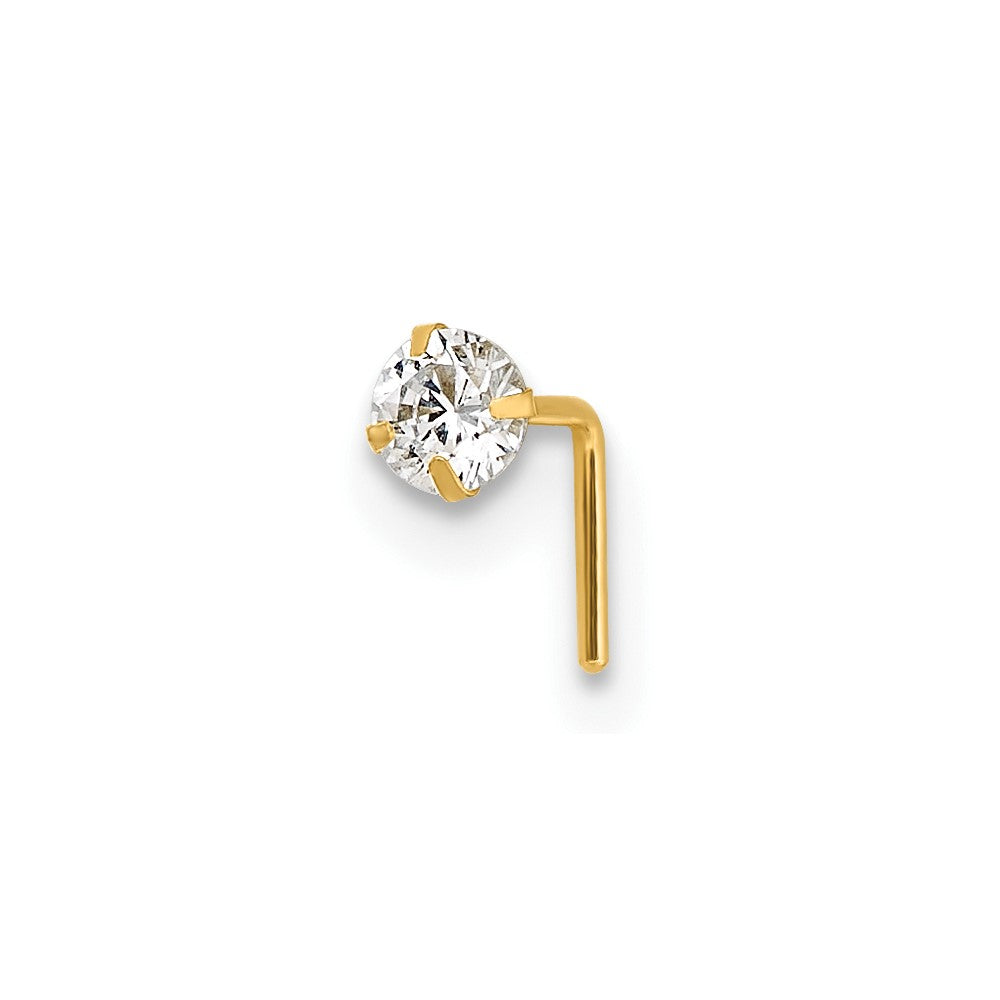 10k Polished 23 Gauge 3.0mm CZ Nose Stud (0.16 grams)