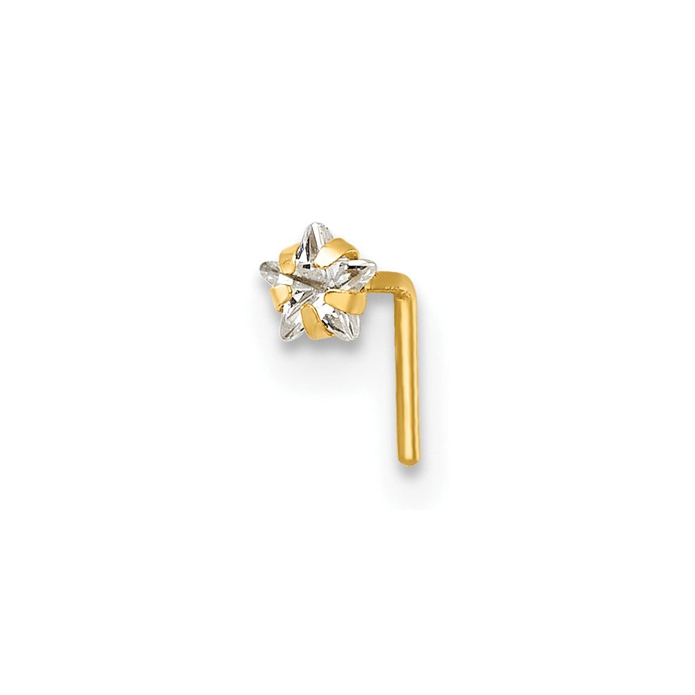 10k Polished 23 Gauge CZ Star Nose Stud (0.15 grams)