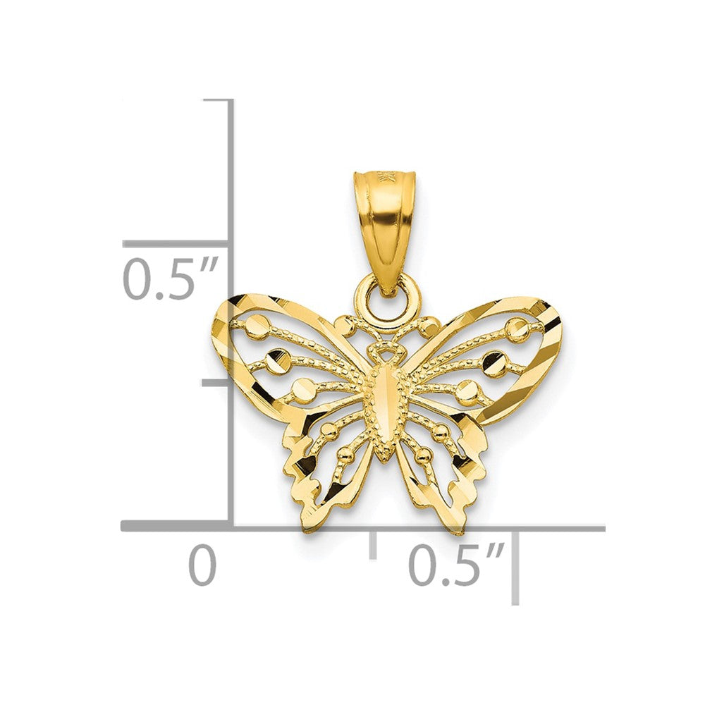 10k Yellow Gold 16 mm Diamond-Cut Butterfly Charm (0.48 grams)