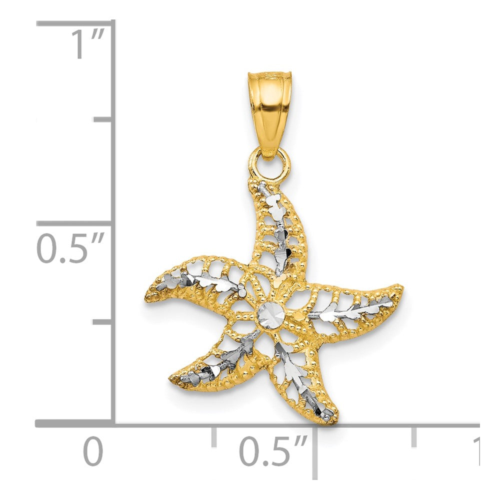 10k Yellow w/Rhodium 16 mm  Starfish Charm (0.5 grams)