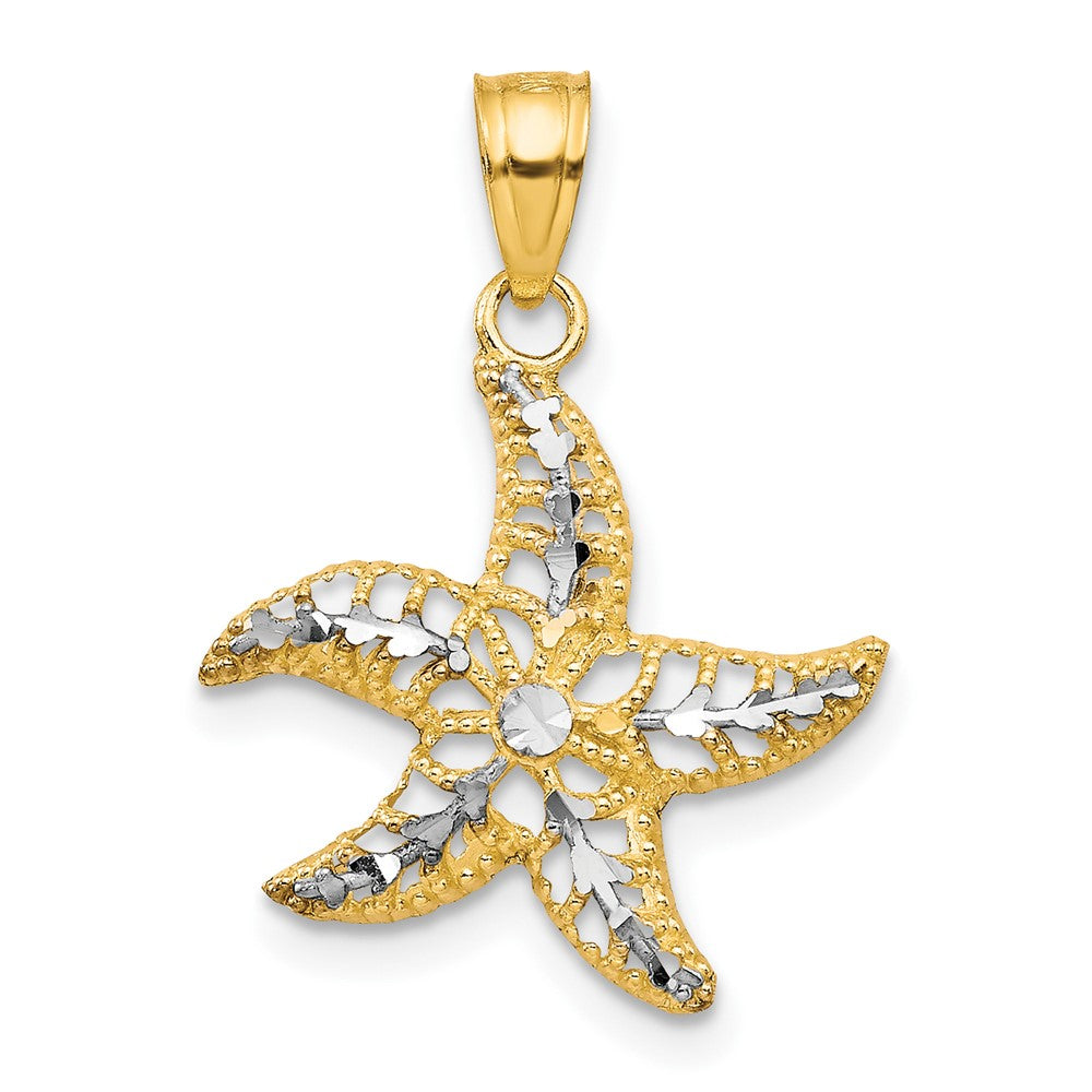 10k Yellow w/Rhodium 16 mm  Starfish Charm (0.5 grams)