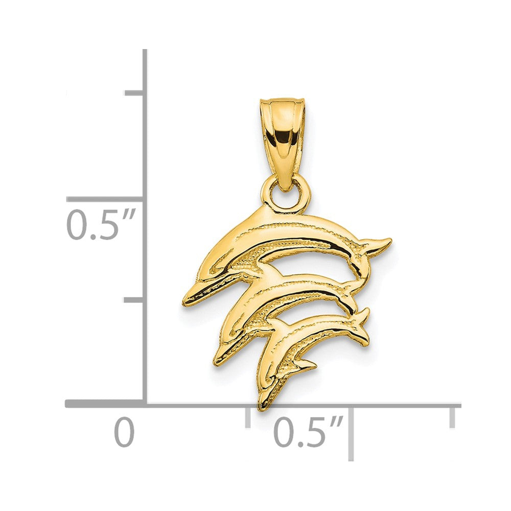 10k Yellow Gold 11 mm Dolphin Charm (0.57 grams)