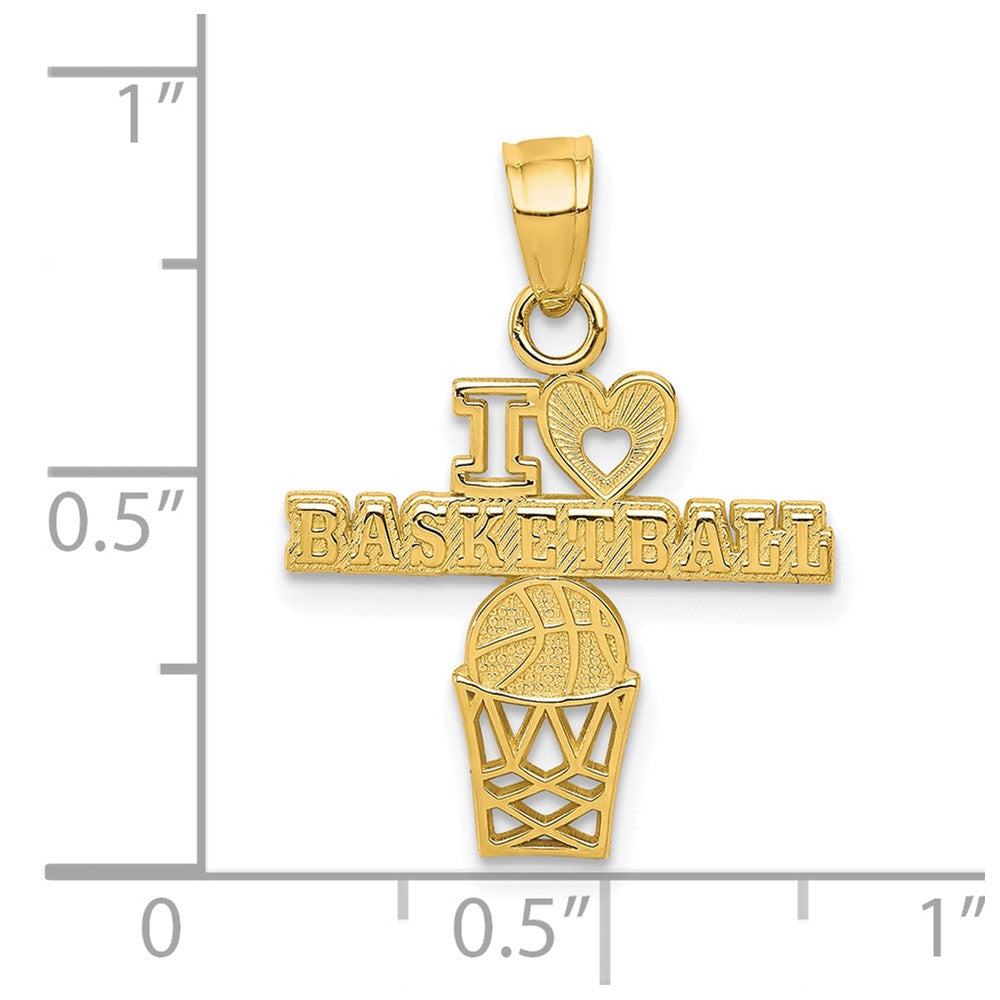 10k Yellow Gold 19 mm I LOVE BASKETBALL Charm (0.64 grams)