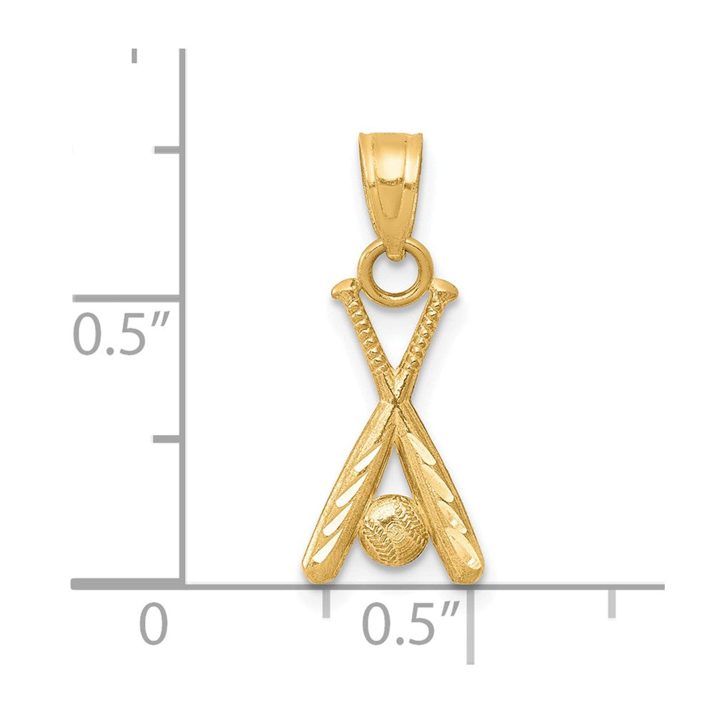 10k Yellow Gold 9 mm Baseball w/Bats Charm (0.41 grams)