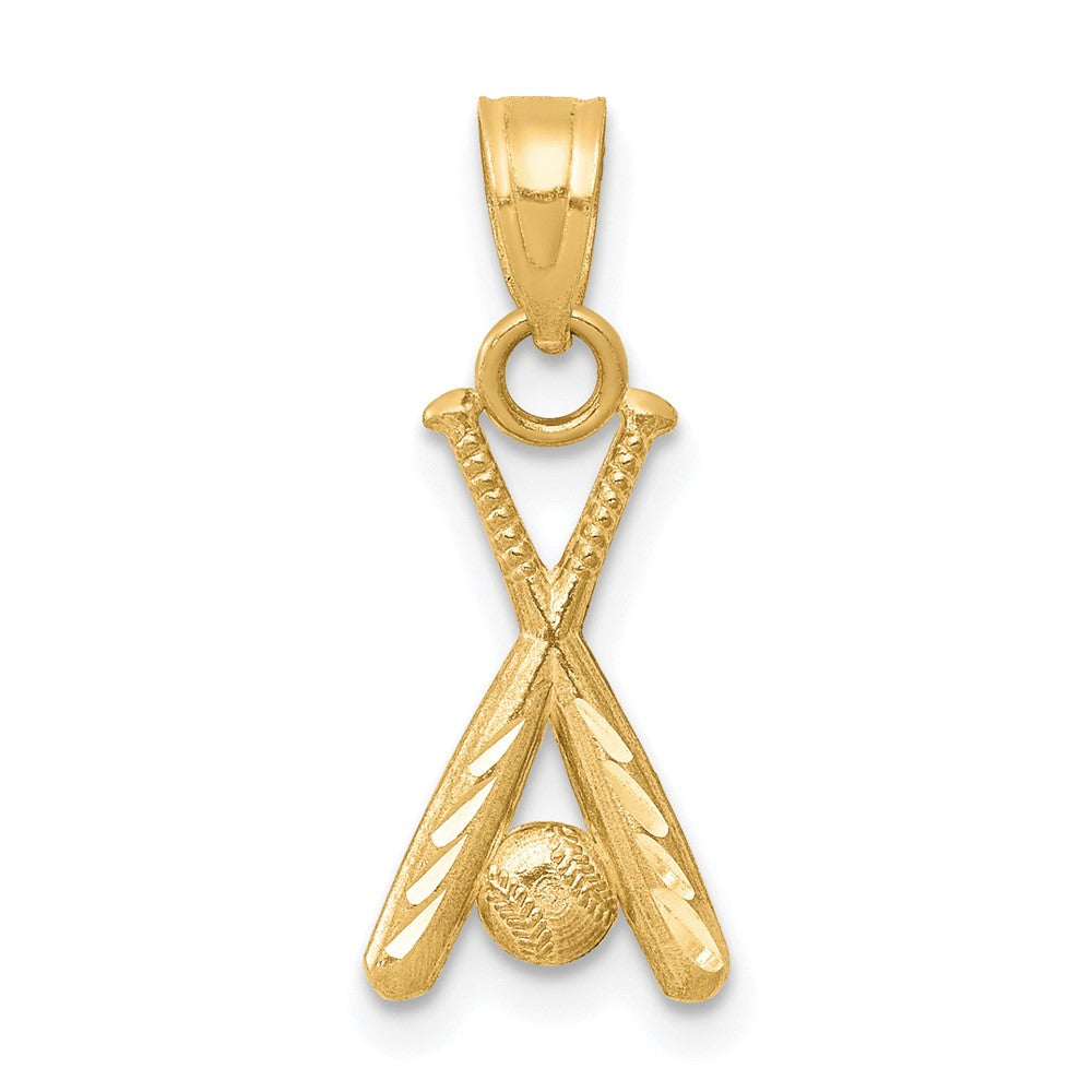 10k Yellow Gold 9 mm Baseball w/Bats Charm (0.41 grams)