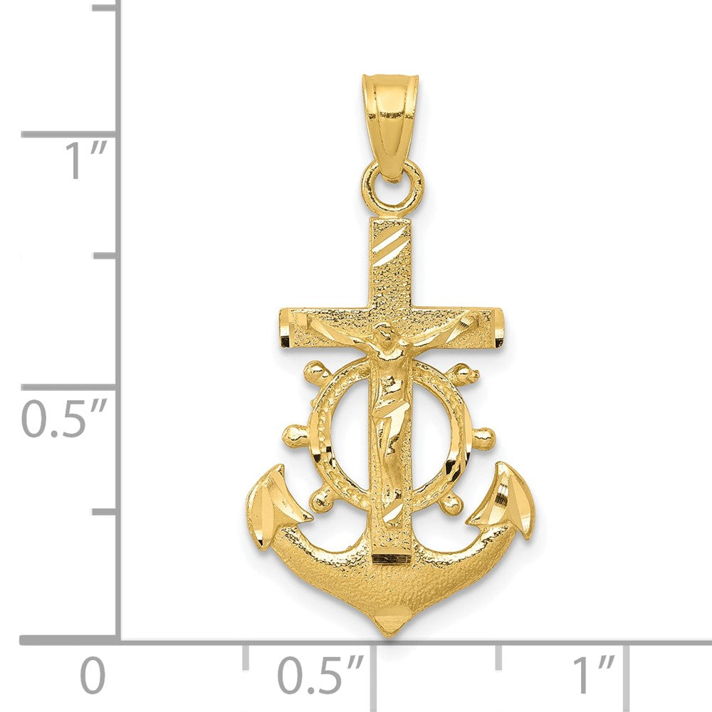 10k Yellow Gold 16 mm Mariner Jesus Crucifix Pendant (1.1 grams)