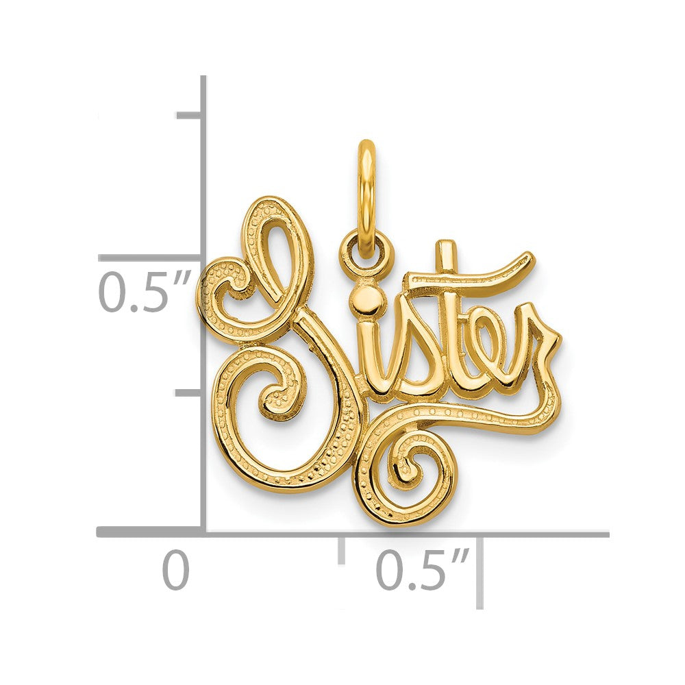 10k Yellow Gold 13 mm SISTER Charm (0.89 grams)