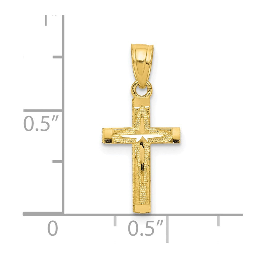 10k Yellow Gold 11 mm Diamond-Cut Cross Pendant (0.43 grams)