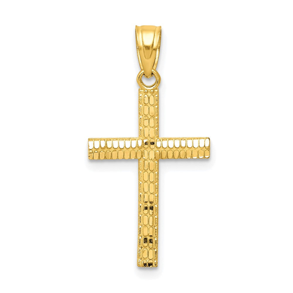 10k Yellow Gold 15 mm Diamond-Cut Cross Pendant