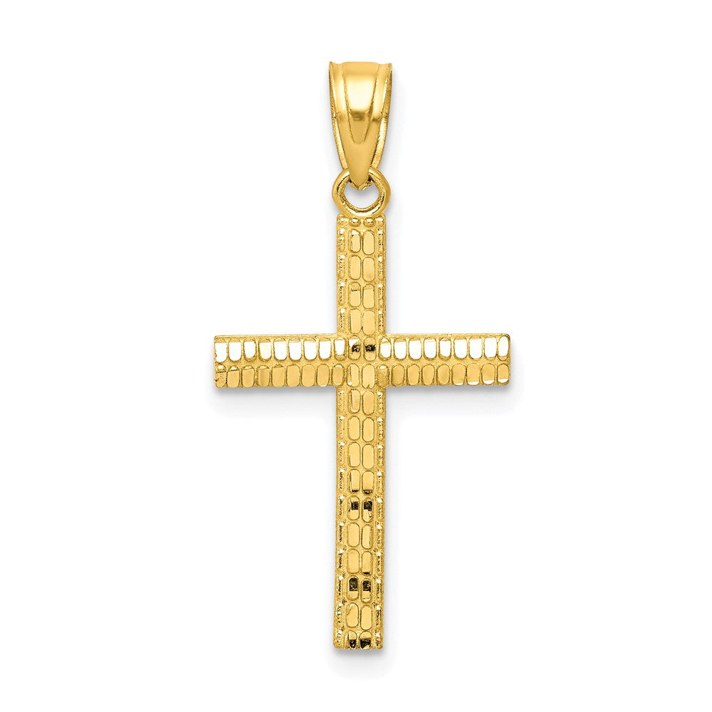 10k Yellow Gold 15 mm Diamond-Cut Cross Pendant (0.59 grams)