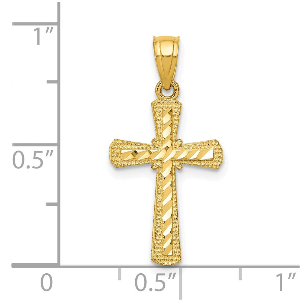 10k Yellow Gold 11 mm Diamond-Cut Cross Pendant (0.69 grams)