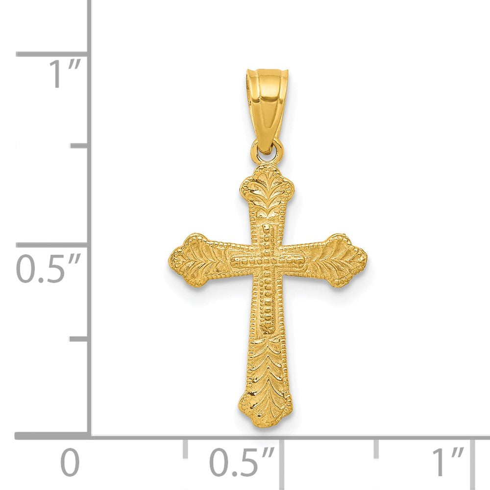 10k Yellow Gold 13 mm Budded Cross Pendant (0.55 grams)