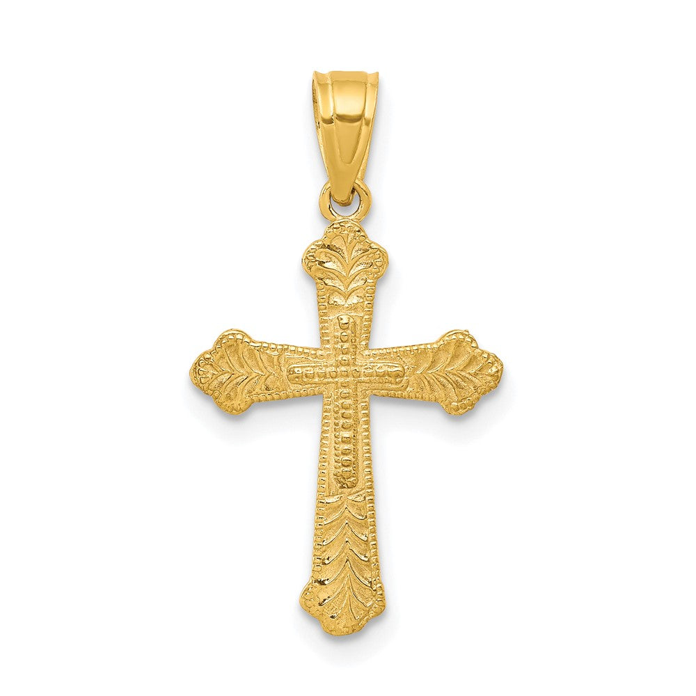 10k Yellow Gold 13 mm Budded Cross Pendant