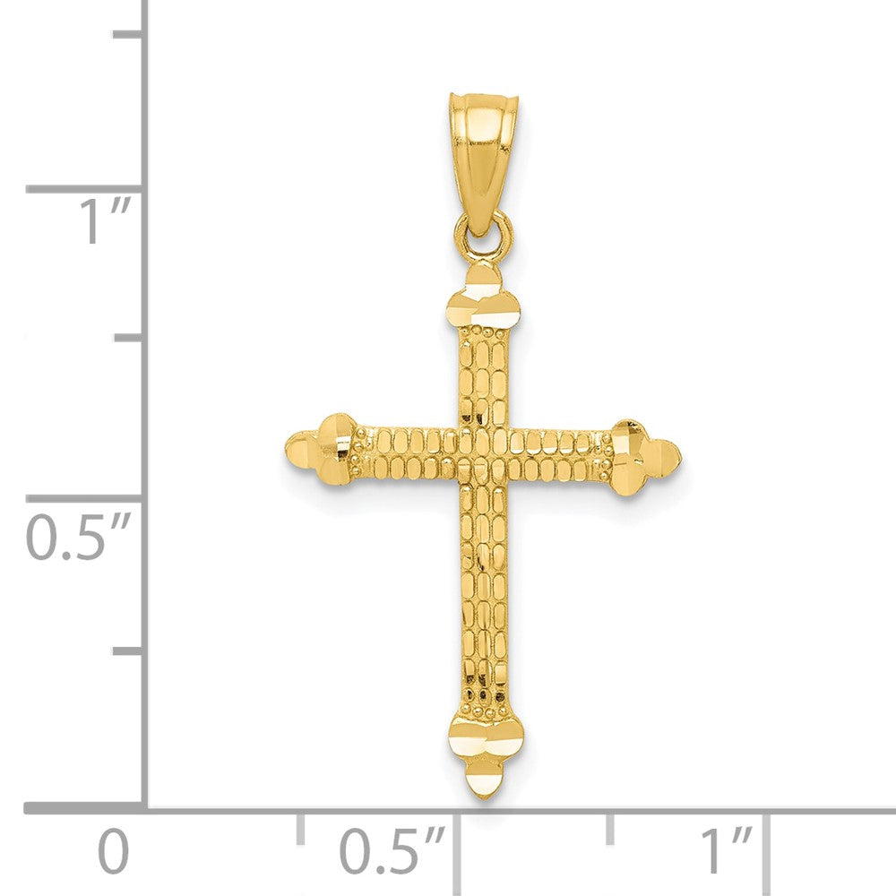 10k Yellow Gold 16 mm Budded Cross Pendant (0.65 grams)