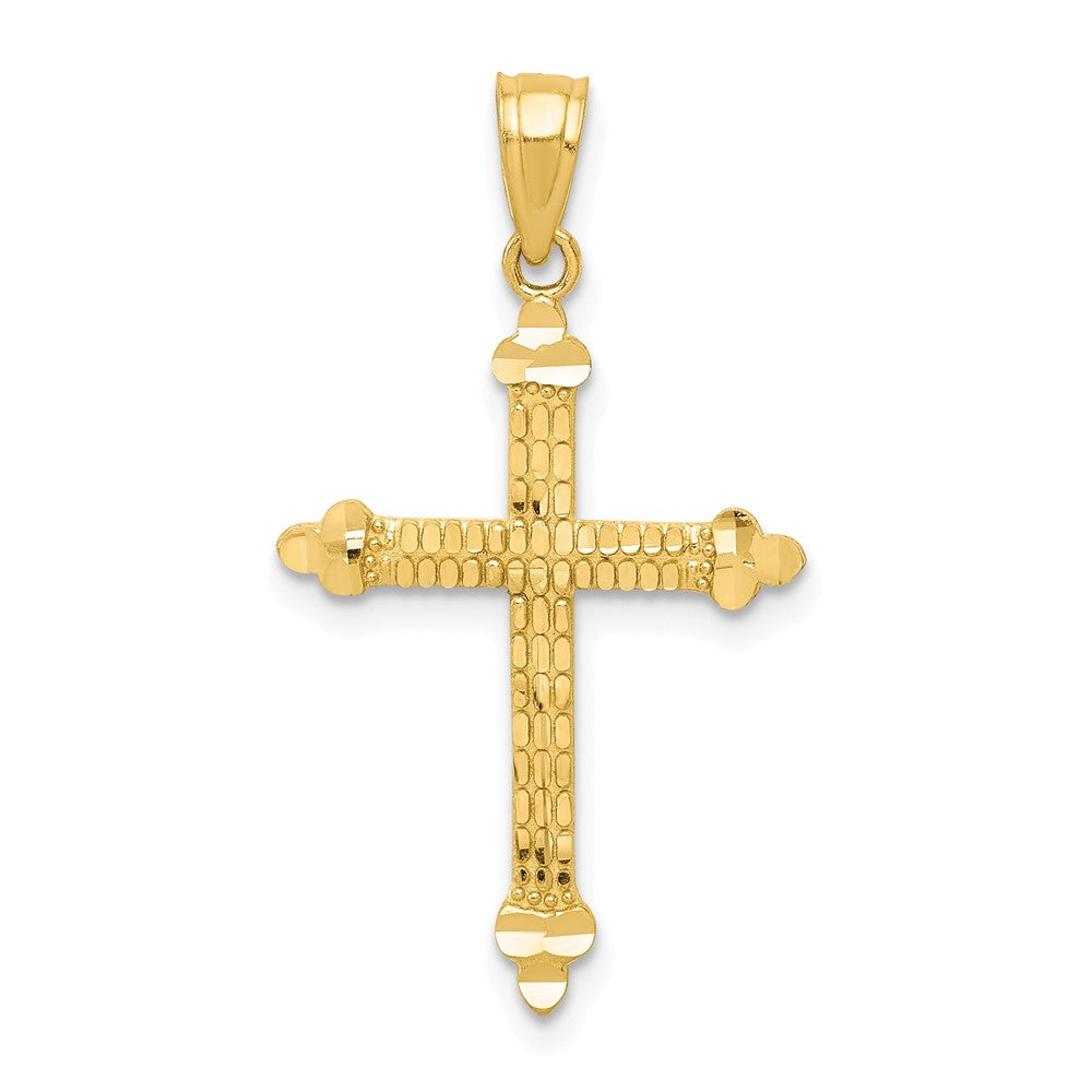 10k Yellow Gold 16 mm Budded Cross Pendant