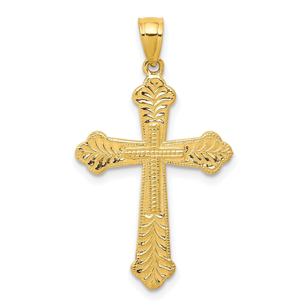 10k Yellow Gold 21 mm Budded Cross Pendant (1.21 grams)