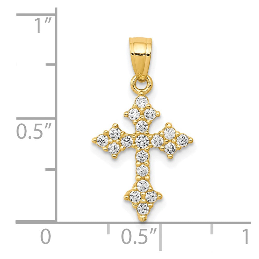 10k Yellow Gold 13 mm CZ Cubic Zirconia Passion Cross Pendant