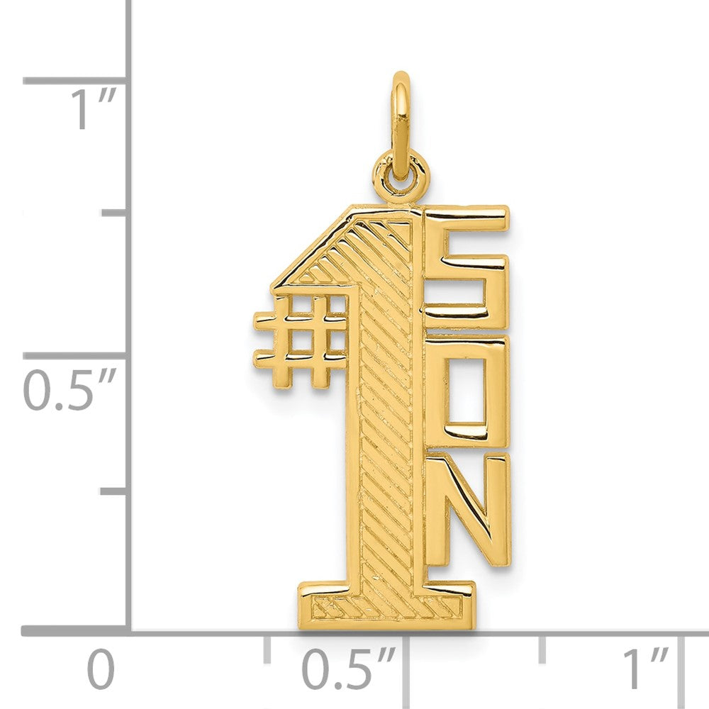 10k Yellow Gold 11 mm Lined Design #1 SON Charm (1.22 grams)