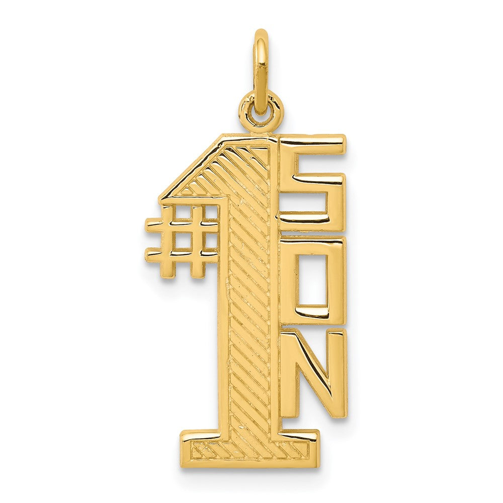 10k Yellow Gold 11 mm Lined Design #1 SON Charm