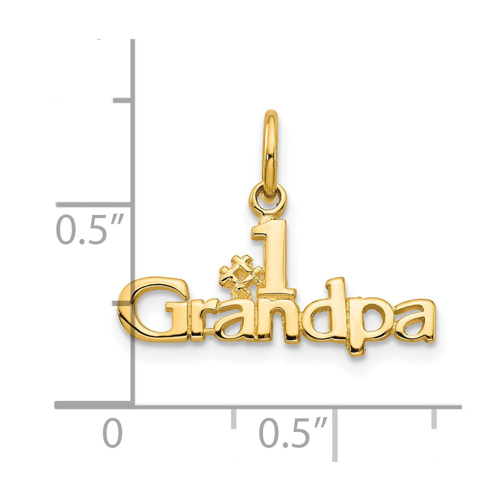 10k Yellow Gold 21 mm #1 GRANDPA Charm (0.58 grams)