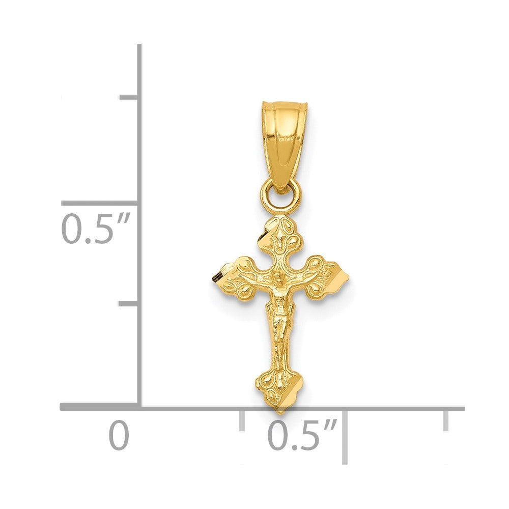 10k Yellow Gold 9 mm Tiny Jesus Crucifix Pendant