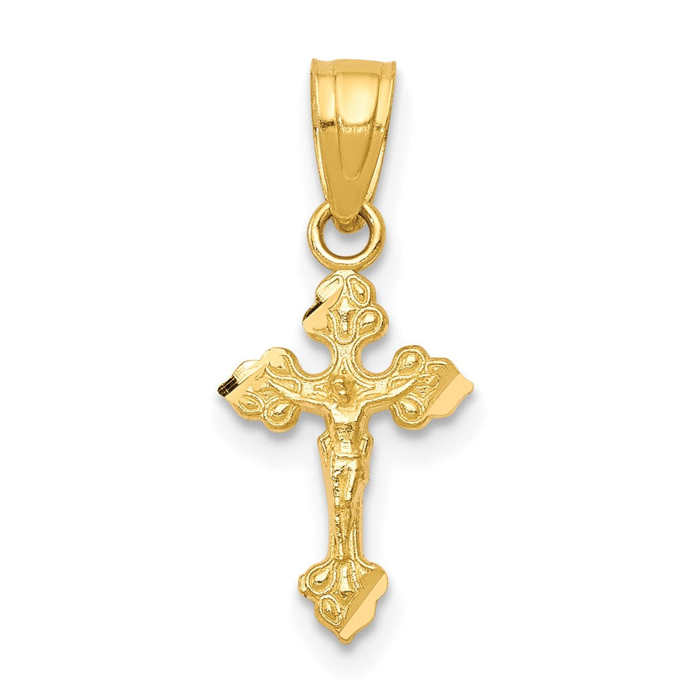 10k Yellow Gold 9 mm Tiny Jesus Crucifix Pendant