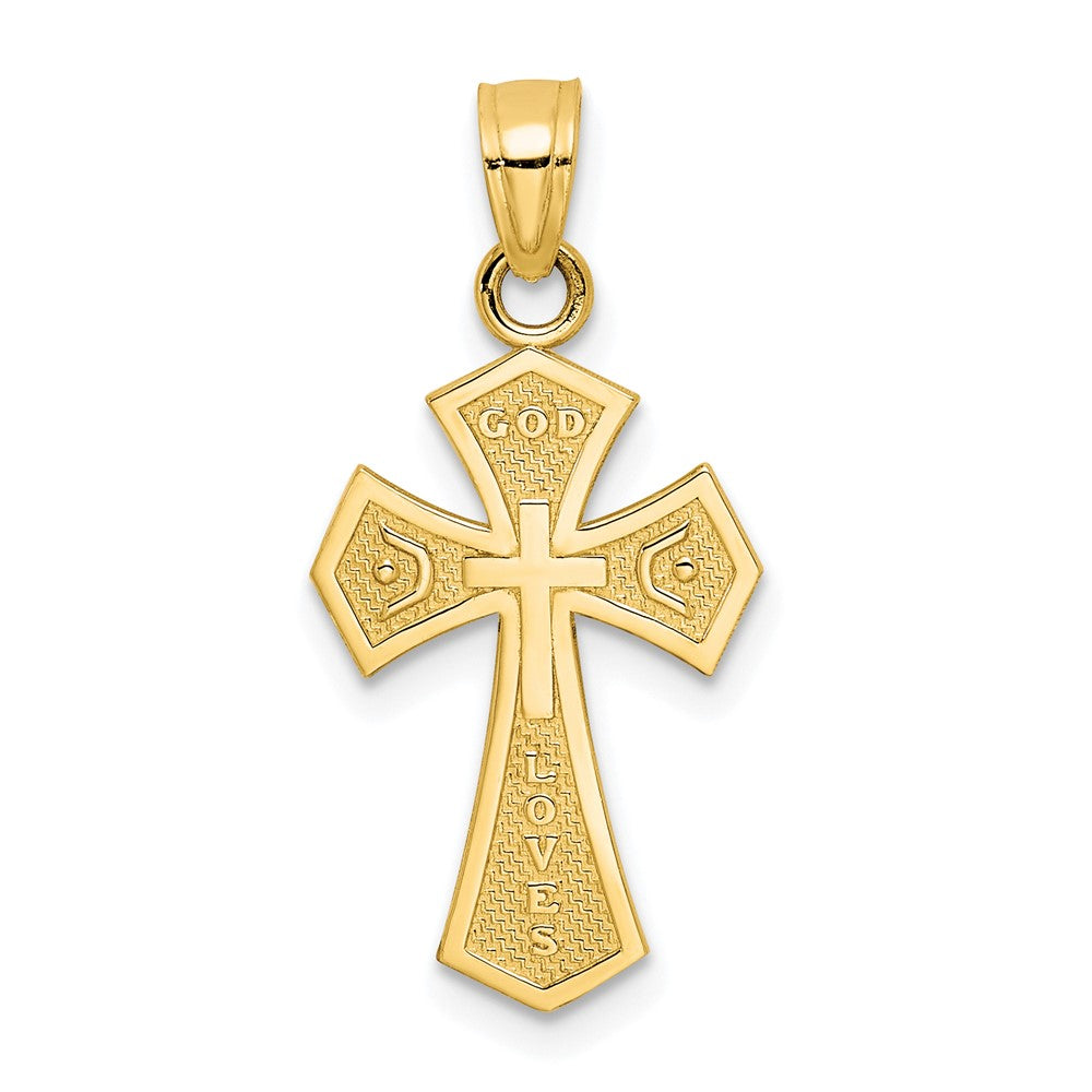 10k Yellow Gold 13 mm Reversible Cross Charm (0.81 grams)