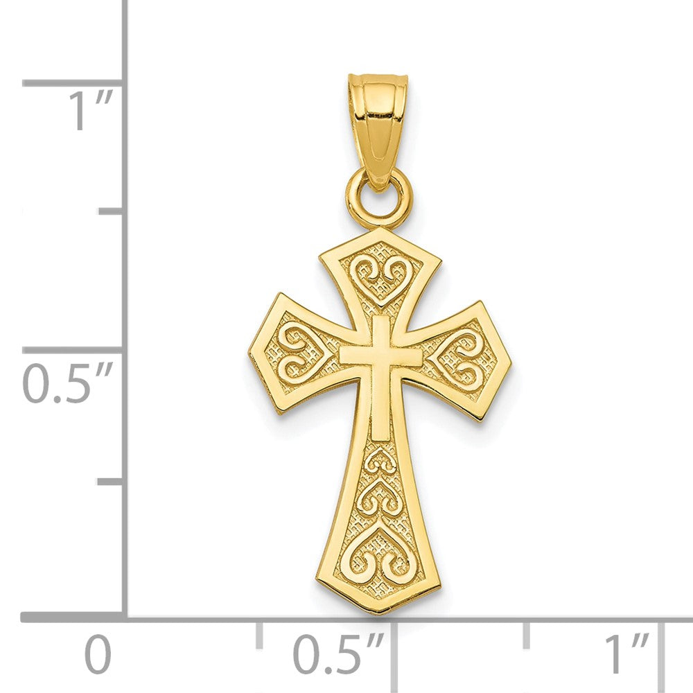 10k Yellow Gold 13 mm Reversible Cross Charm (0.81 grams)