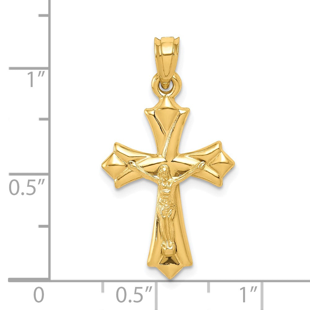 10k Yellow Gold 15.87 mm Reversible Jesus Crucifix /Cross Pendant (0.77 grams)