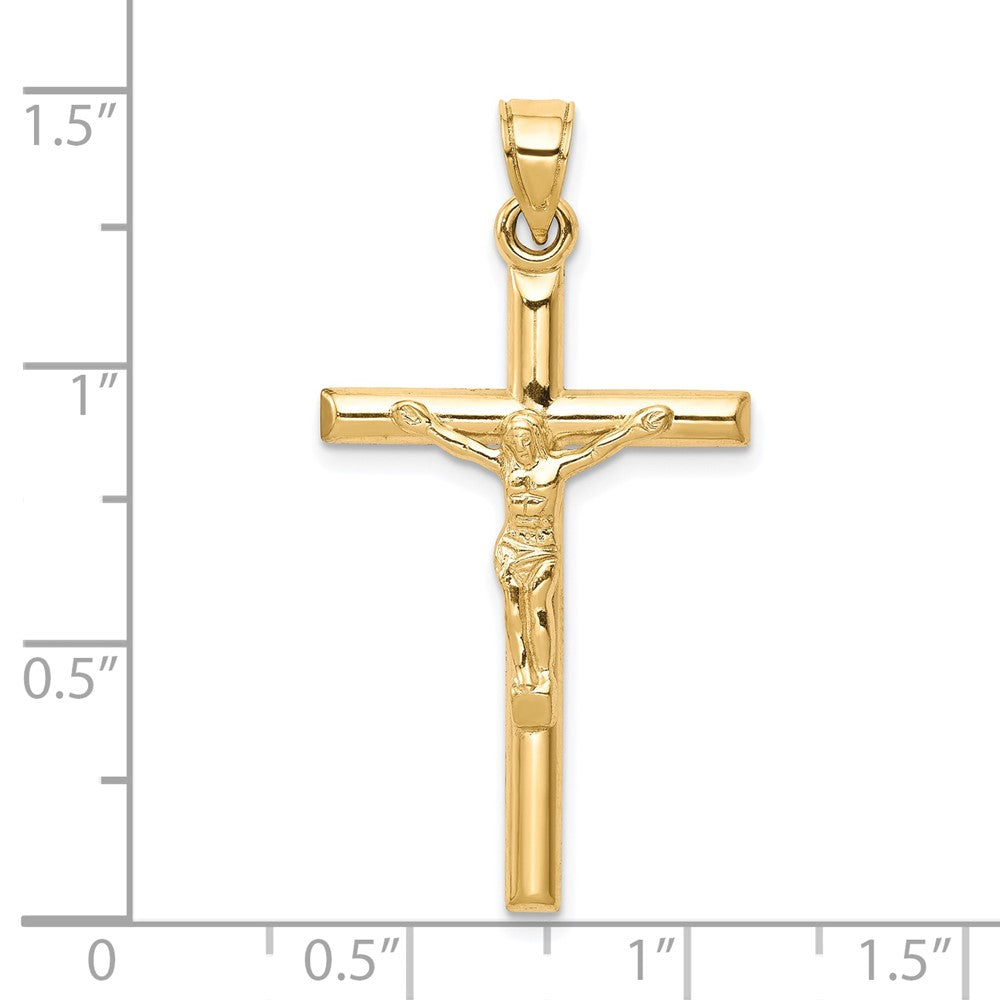 10k Yellow Gold 19 mm Hollow Jesus Crucifix Pendant (0.84 grams)