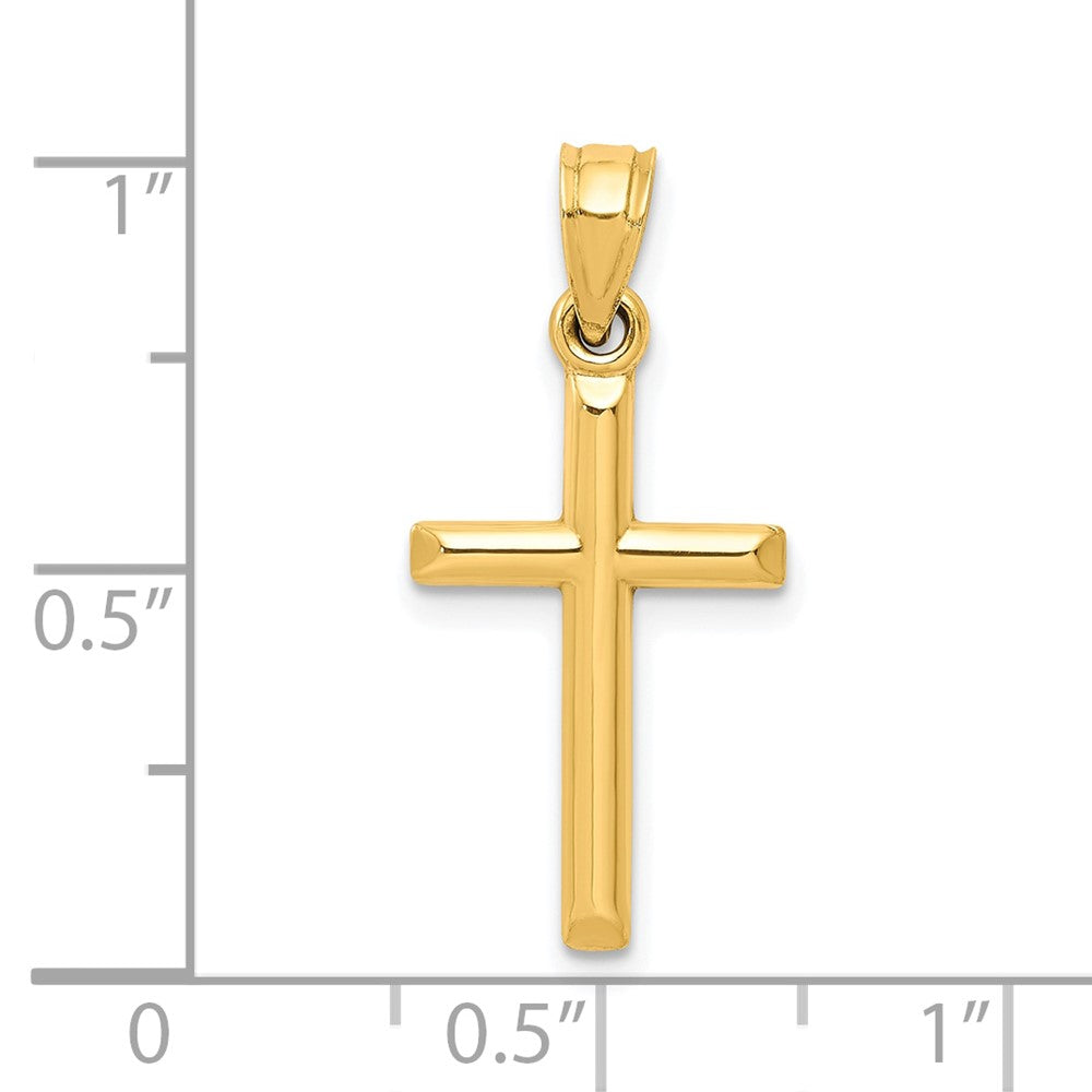 10k Yellow Gold 11.77 mm Polished Hollow Cross Pendant (0.36 grams)