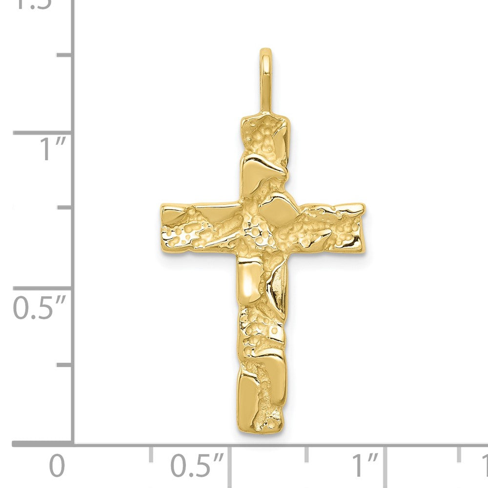 10k Yellow Gold 18 mm Nugget Cross Pendant (2.91 grams)