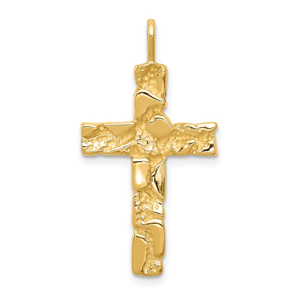 10k Yellow Gold 18 mm Nugget Cross Pendant (2.91 grams)