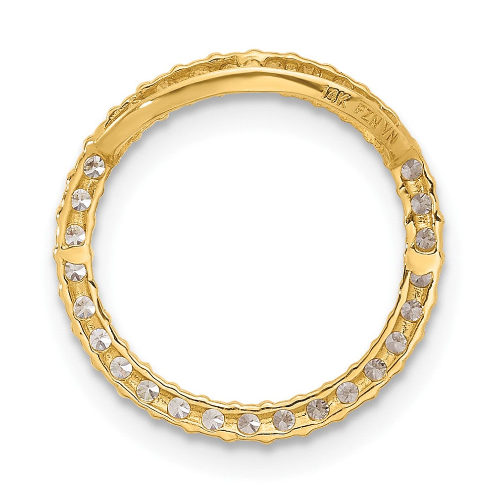 10k Yellow Gold 15.75 mm Polished CZ Cubic Zirconia Circle Chain Slide (0.63 grams)