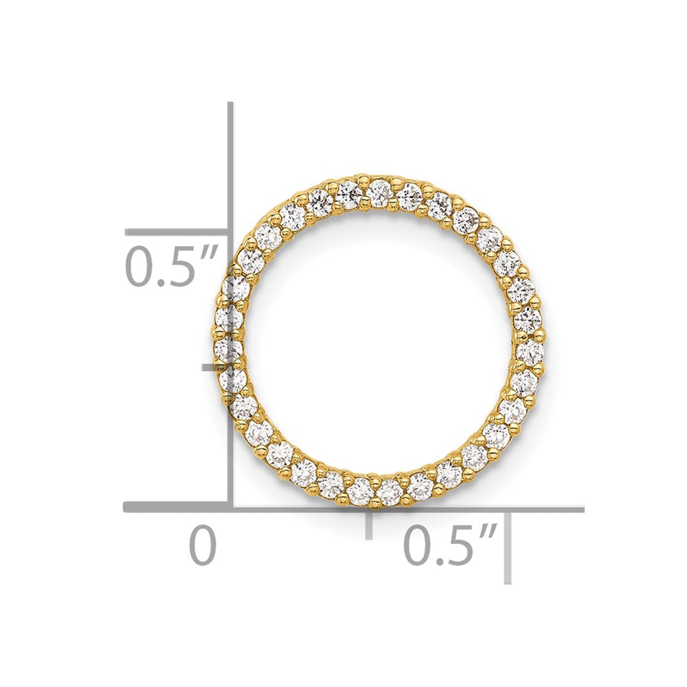 10k Yellow Gold 15.75 mm Polished CZ Cubic Zirconia Circle Chain Slide (0.63 grams)