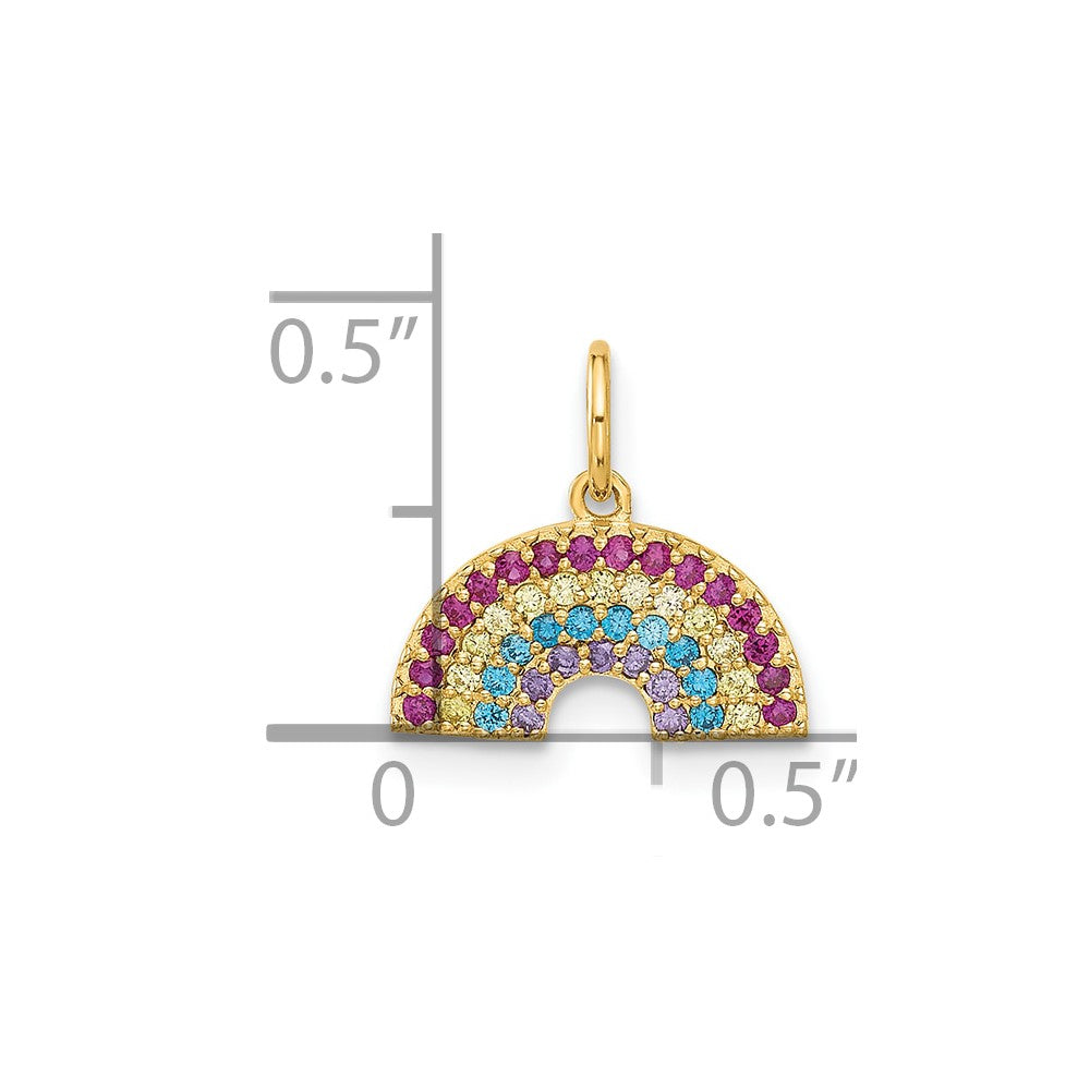 10k Yellow Gold 12.5 mm Polished CZ Cubic Zirconia Rainbow Charm (0.42 grams)