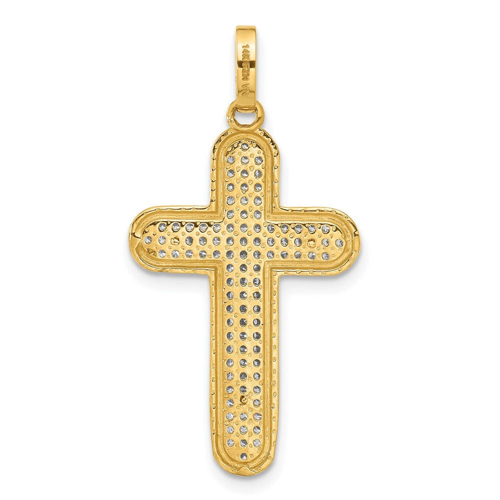 10k Yellow Gold 18.25 mm Polished CZ Cubic Zirconia Jesus Crucifix Cross Pendant