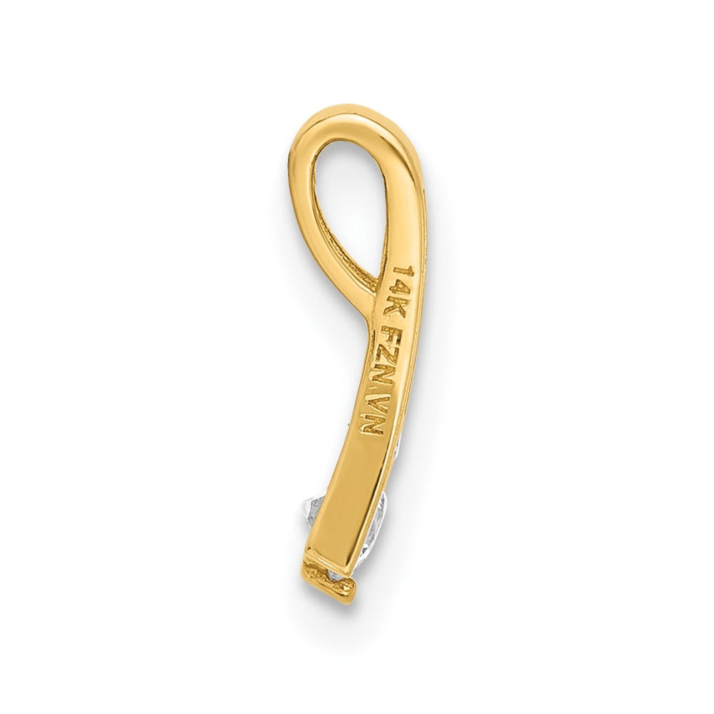 10k Yellow Gold 4.25 mm Polished CZ Cubic Zirconia Fancy Chain Slide