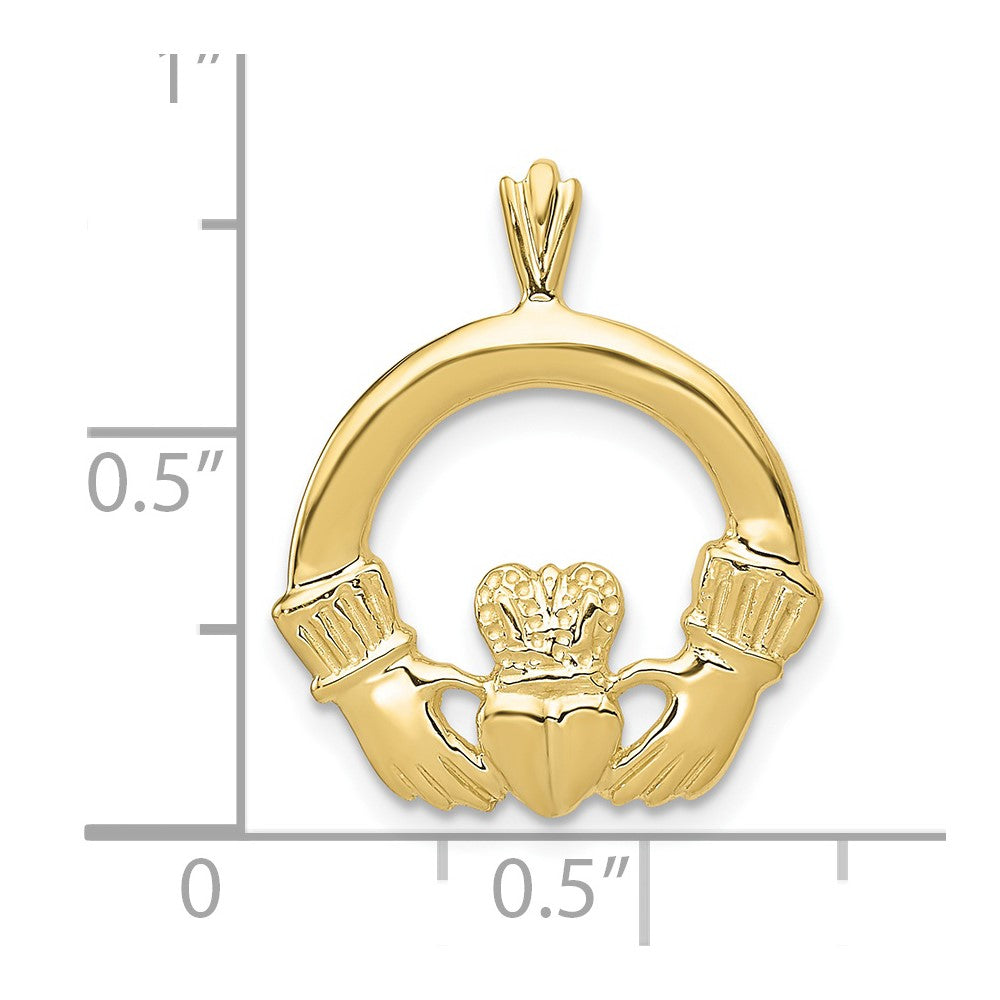 10k Yellow Gold 17 mm Claddagh Pendant (1.6 grams)